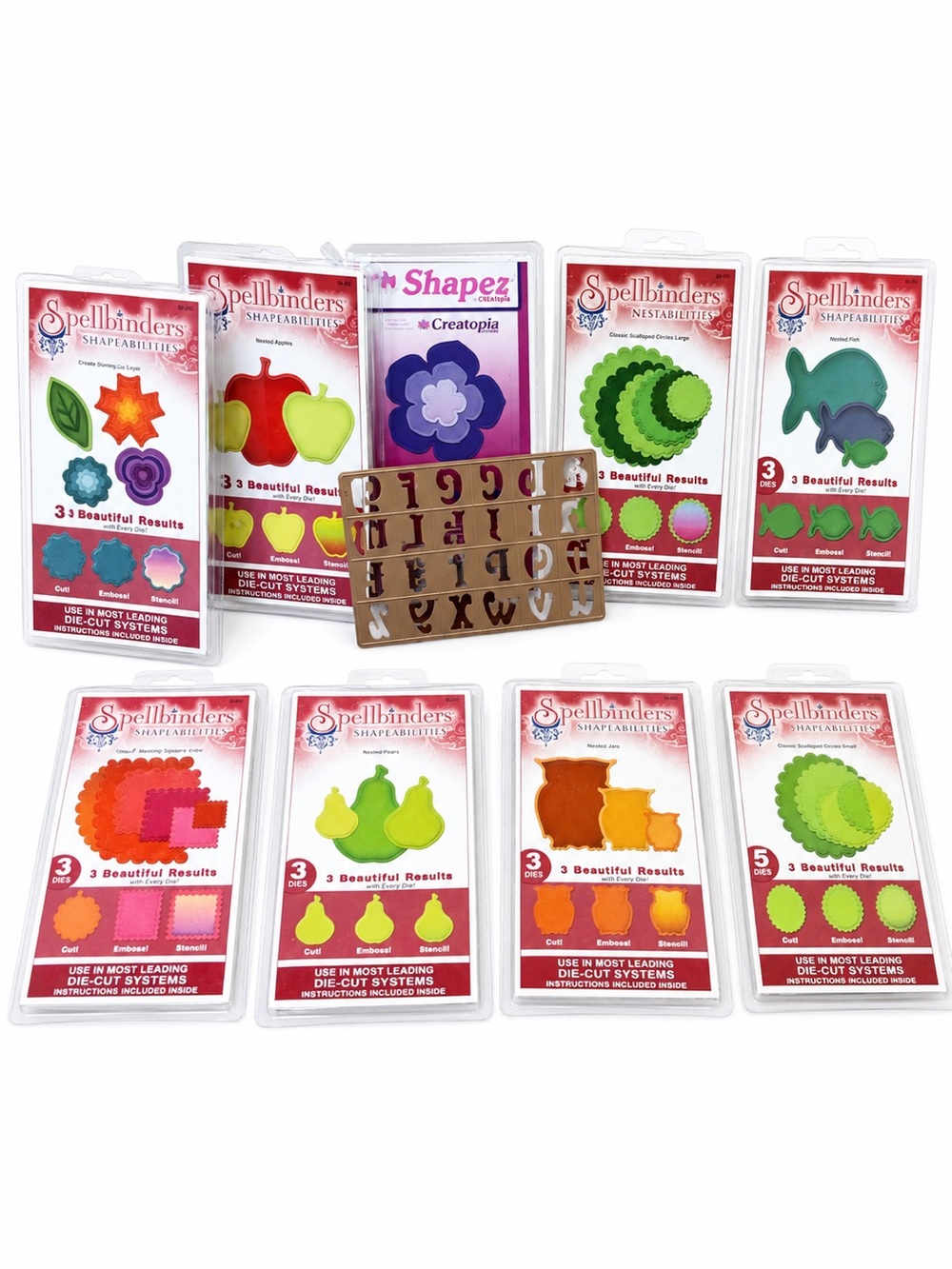 Spellbinders Shapeabilities Craft Die Sets Owl Fish Flowers Apple Assortment Lot